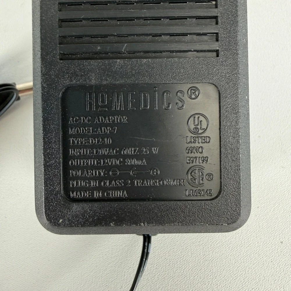 Genuine Homedics ADP-7 (D12-08A) AC/DC Power Supply Adapter Class 2 Transformer